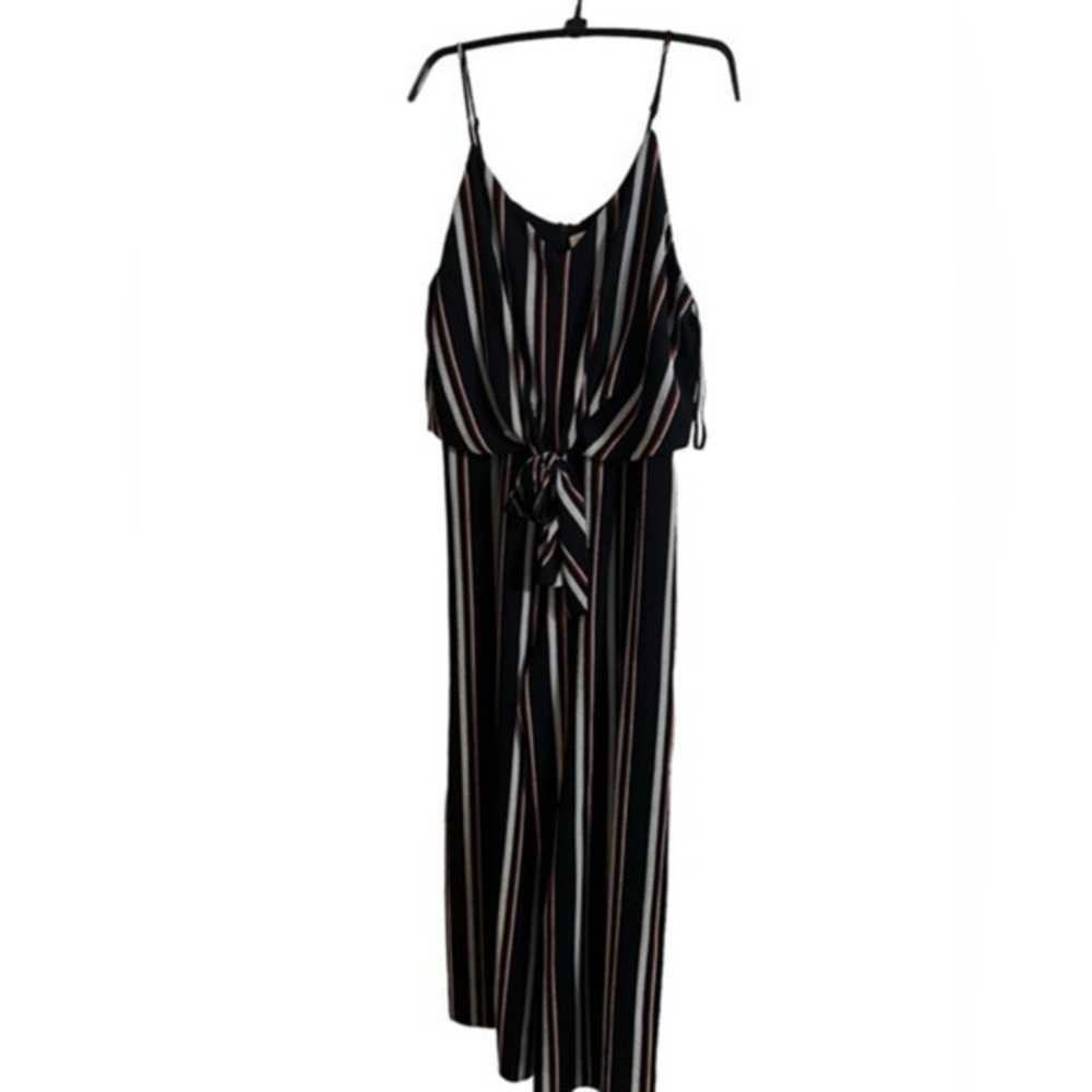 Anthropologie monteau tall blue white red jumpsuit extra large